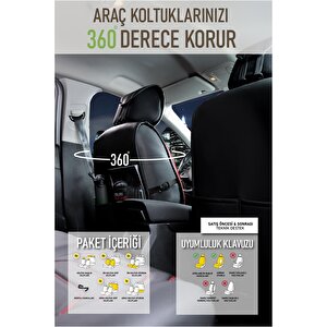 Fiat Bravo Hgt Uyumlu Lüx Deri Oto Koltuk Kılıfı Ön Arka Takım Trend Serisi Si̇yah Kirmizi