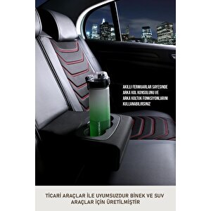 Peugeot 207 Uyumlu Lüx Deri Oto Koltuk Kılıfı Ön Arka Takım Trend Serisi Si̇yah Kirmizi