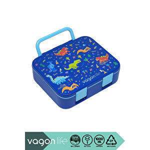 Bento 1000ml Lunchbox Yeni Koleksiyon Tek Katlı 3 Bölmeli Abs Plastik Çocuk Sefer Tası Yemek Kutusu - Lacivert
