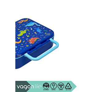 Vagonlife Bento 1000ml Lunchbox Yeni Koleksiyon Tek Katlı 3 Bölmeli Abs Plastik Çocuk Sefer Tası Yemek Kutusu - Lacivert