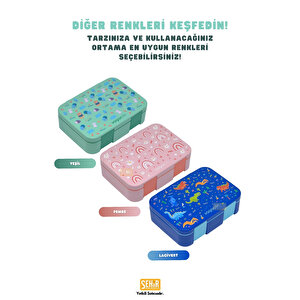 Vagonlife Bento 700ml Lunchbox Yeni Koleksiyon Tek Katlı 3 Bölmeli Abs Plastik Çocuk Sefer Tası Yemek Kutusu - Pembe