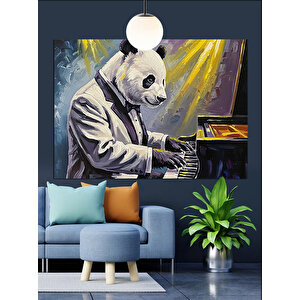Piyano Çalan Panda Dekoratif Kanvas - Mdf Ahşap Tablo 70x100 cm