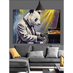 Piyano Çalan Panda Dekoratif Kanvas - Mdf Ahşap Tablo 70x100 cm