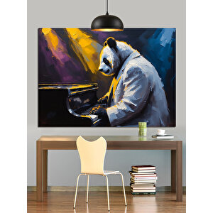 Piyano Çalan Panda Dekoratif Kanvas - Mdf Ahşap Tablo 50x70 cm