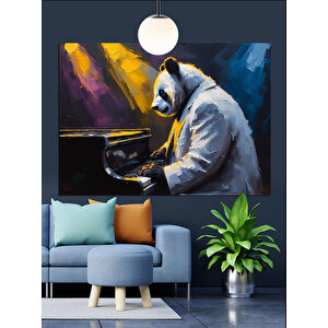 Piyano Çalan Panda Dekoratif Kanvas - Mdf Ahşap Tablo 50x70 cm