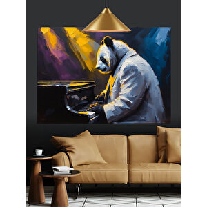 Piyano Çalan Panda Dekoratif Kanvas - Mdf Ahşap Tablo 50x70 cm