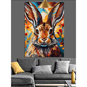 Yakın Çekim Tavşan Dekoratif Kanvas - Mdf Ahşap Tablo 50x70 cm