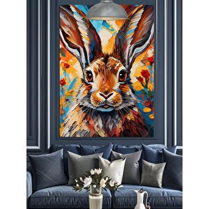 Yakın Çekim Tavşan Dekoratif Kanvas - Mdf Ahşap Tablo 50x70 cm