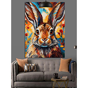 Yakın Çekim Tavşan Dekoratif Kanvas - Mdf Ahşap Tablo 50x70 cm