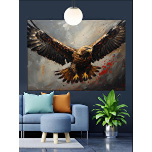 Gökyüzünde Kanat Açan Kartal Dekoratif Kanvas - Mdf Ahşap Tablo