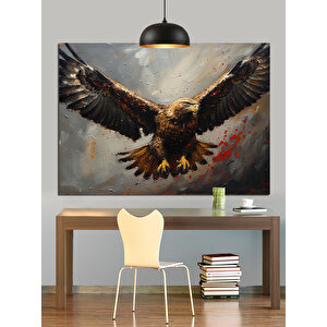 Gökyüzünde Kanat Açan Kartal Dekoratif Kanvas - Mdf Ahşap Tablo