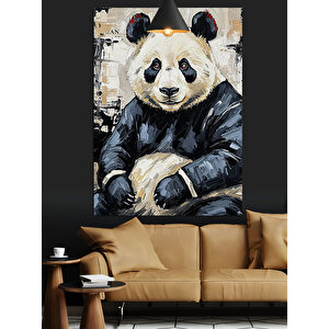 Sevimli Panda Çizim Dekoratif Kanvas - Mdf Ahşap Tablo 50x70 cm