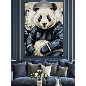 Sevimli Panda Çizim Dekoratif Kanvas - Mdf Ahşap Tablo