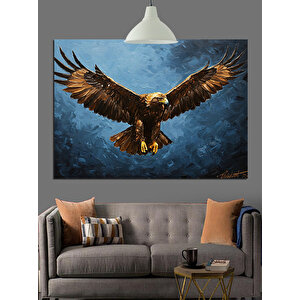 Altın Kartal Uçuş Dekoratif Kanvas - Mdf Ahşap Tablo 70x100 cm