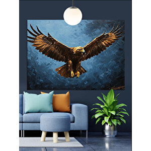 Altın Kartal Uçuş Dekoratif Kanvas - Mdf Ahşap Tablo 70x100 cm