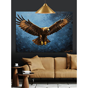 Altın Kartal Uçuş Dekoratif Kanvas - Mdf Ahşap Tablo