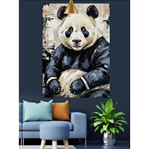 Sevimli Panda Çizim Dekoratif Kanvas - Mdf Ahşap Tablo 35x50 cm