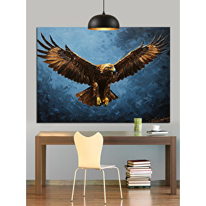 Altın Kartal Uçuş Dekoratif Kanvas - Mdf Ahşap Tablo 35x50 cm