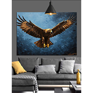 Altın Kartal Uçuş Dekoratif Kanvas - Mdf Ahşap Tablo