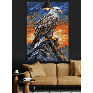 Kayada Kartal Portre Dekoratif Kanvas - Mdf Ahşap Tablo 50x70 cm