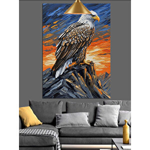 Kayada Kartal Portre Dekoratif Kanvas - Mdf Ahşap Tablo