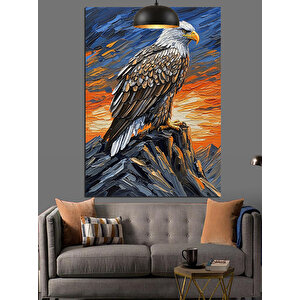 Kayada Kartal Portre Dekoratif Kanvas - Mdf Ahşap Tablo 70x100 cm