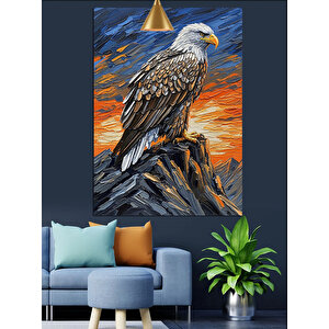 Kayada Kartal Portre Dekoratif Kanvas - Mdf Ahşap Tablo 70x100 cm