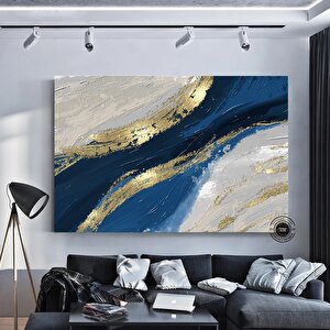 Lüks Mermer Duvar Dekoru; Lacivert Duvar Sanatı; Soyut Mermer Tablosu; Alkol Mürekkebi Sanatı; Altın 120x180 cm