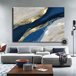 Lüks Mermer Duvar Dekoru; Lacivert Duvar Sanatı; Soyut Mermer Tablosu; Alkol Mürekkebi Sanatı; Altın 120x180 cm