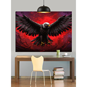 Kartal Kırmızı Fon Dekoratif Kanvas - Mdf Ahşap Tablo 50x70 cm