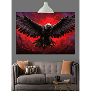 Kartal Kırmızı Fon Dekoratif Kanvas - Mdf Ahşap Tablo 35x50 cm