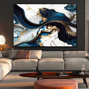 Lüks Mermer Duvar Dekoru, Lacivert Duvar Sanatı, Soyut Mermer Duvar Sanatı, Alkollü Mürekkep Sanatı