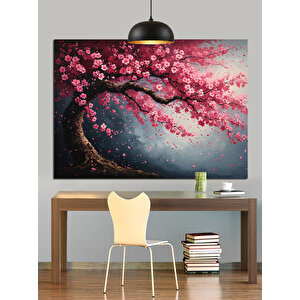 Pembe Kiraz Çiçekleri Dalları Dekoratif Kanvas - Mdf Ahşap Tablo 35x50 cm