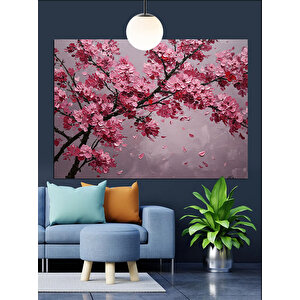 Pembe Kiraz Çiçekleri Dalları Dekoratif Kanvas - Mdf Ahşap Tablo 35x50 cm