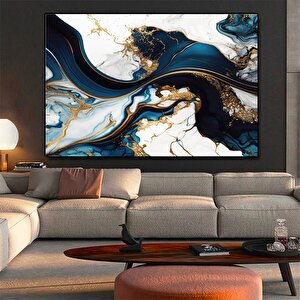 Lüks Mermer Duvar Dekoru, Lacivert Duvar Sanatı, Soyut Mermer Duvar Sanatı, Alkollü Mürekkep Sanatı