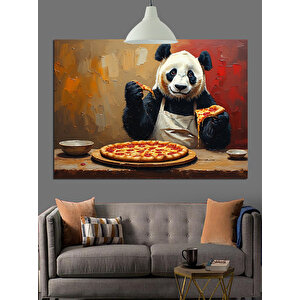 Panda Pizza Şef Dekoratif Kanvas - Mdf Ahşap Tablo 70x100 cm