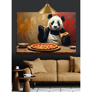 Panda Pizza Şef Dekoratif Kanvas - Mdf Ahşap Tablo