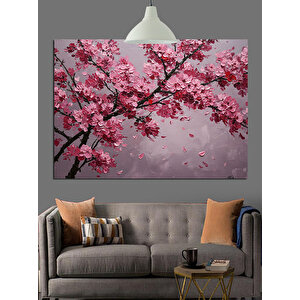 Pembe Kiraz Çiçekleri Dalları Dekoratif Kanvas - Mdf Ahşap Tablo 50x70 cm