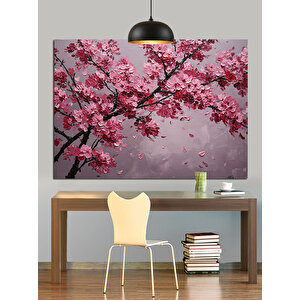 Pembe Kiraz Çiçekleri Dalları Dekoratif Kanvas - Mdf Ahşap Tablo 50x70 cm