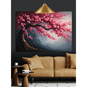 Pembe Kiraz Çiçekleri Dalları Dekoratif Kanvas - Mdf Ahşap Tablo 70x100 cm
