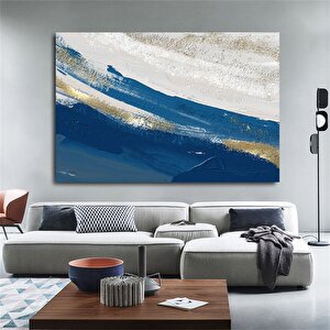 Lüks Mermer Duvar Dekoru; Lacivert Sanat; Soyut Mermer Kanvas 90x150 cm