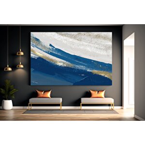 Lüks Mermer Duvar Dekoru; Lacivert Sanat; Soyut Mermer Kanvas 140x200 cm