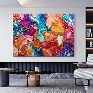 Pembe-altın Mermer Kanvas Tablo 90x180 cm