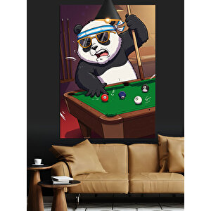 Bilardo Masası Panda Dekoratif Kanvas - Mdf Ahşap Tablo
