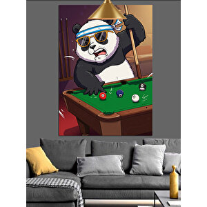 Bilardo Masası Panda Dekoratif Kanvas - Mdf Ahşap Tablo