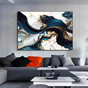 Lüks Mermer Duvar Dekoru, Lacivert Duvar Sanatı, Soyut Mermer Duvar Sanatı, Alkollü Mürekkep Sanatı 40x60 cm