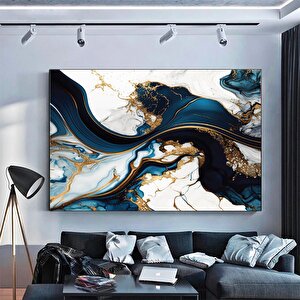 Lüks Mermer Duvar Dekoru, Lacivert Duvar Sanatı, Soyut Mermer Duvar Sanatı, Alkollü Mürekkep Sanatı 40x60 cm