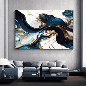 Lüks Mermer Duvar Dekoru, Lacivert Duvar Sanatı, Soyut Mermer Duvar Sanatı, Alkollü Mürekkep Sanatı 40x60 cm