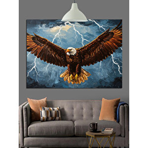 Gökyüzünde Yırtıcı Kartal Dekoratif Kanvas - Mdf Ahşap Tablo