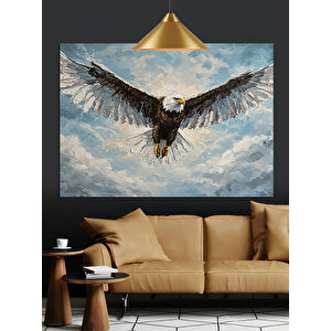 Gökyüzünde Uçan Kartal Dekoratif Kanvas - Mdf Ahşap Tablo